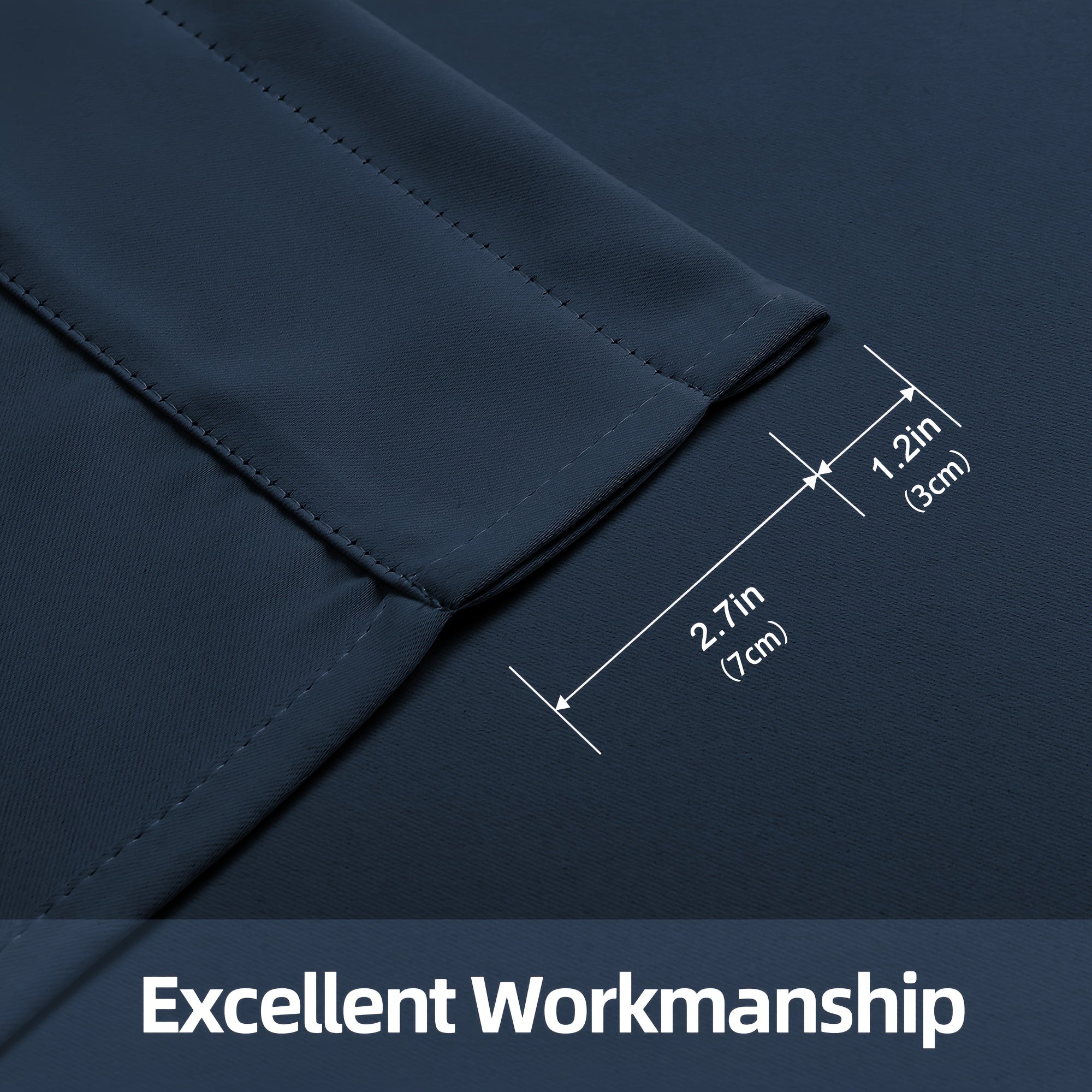 Набор из 2 штор Navy Blue Blackout с изоляцией, блокировкой УФ, устойчивых к выцветанию, с карманом для штанги