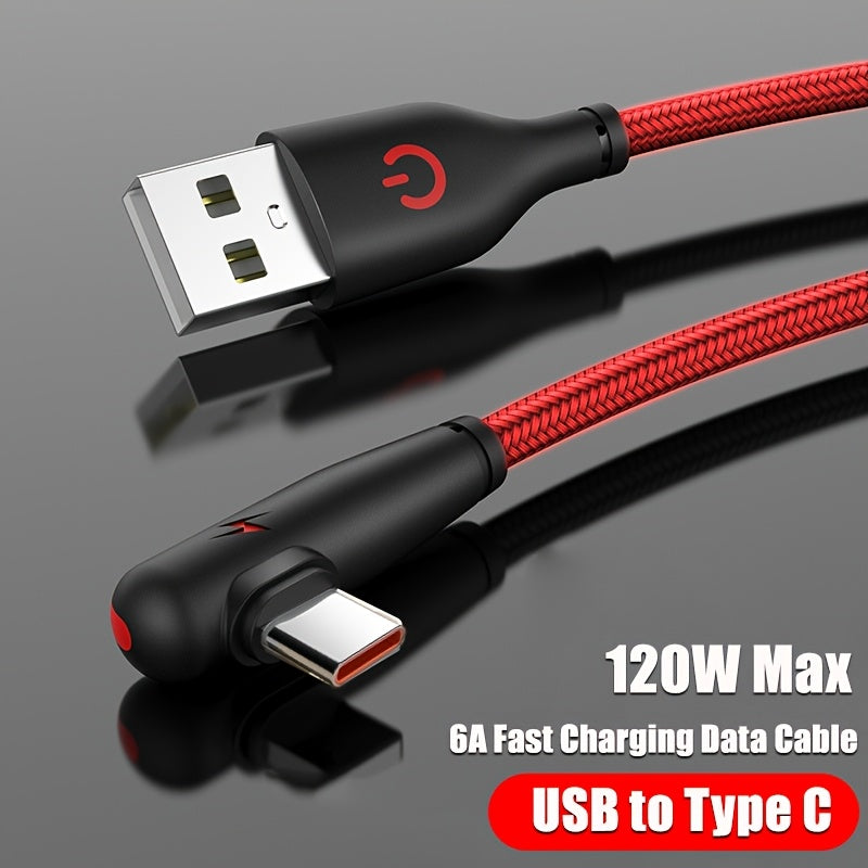 USB-C 90-Daraja Burchakli Kabel Tez Zaryadlash va Ma'lumot Uzatish uchun Samsung, Xiaomi, Redmi, Huawei va boshqalar. O'yin va Avtomobil zaryadlash uchun Telefon Zaryadlash Kabeli.