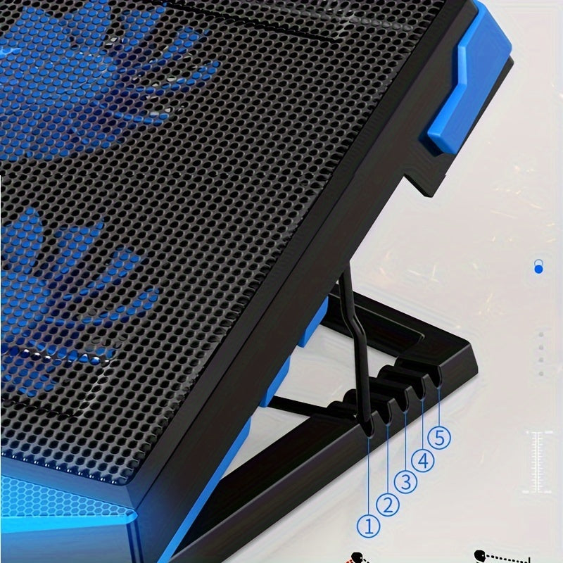 Кулер для игрового ноутбука 43,18 см с шестью вентиляторами, LED-экраном и двумя USB-портами
