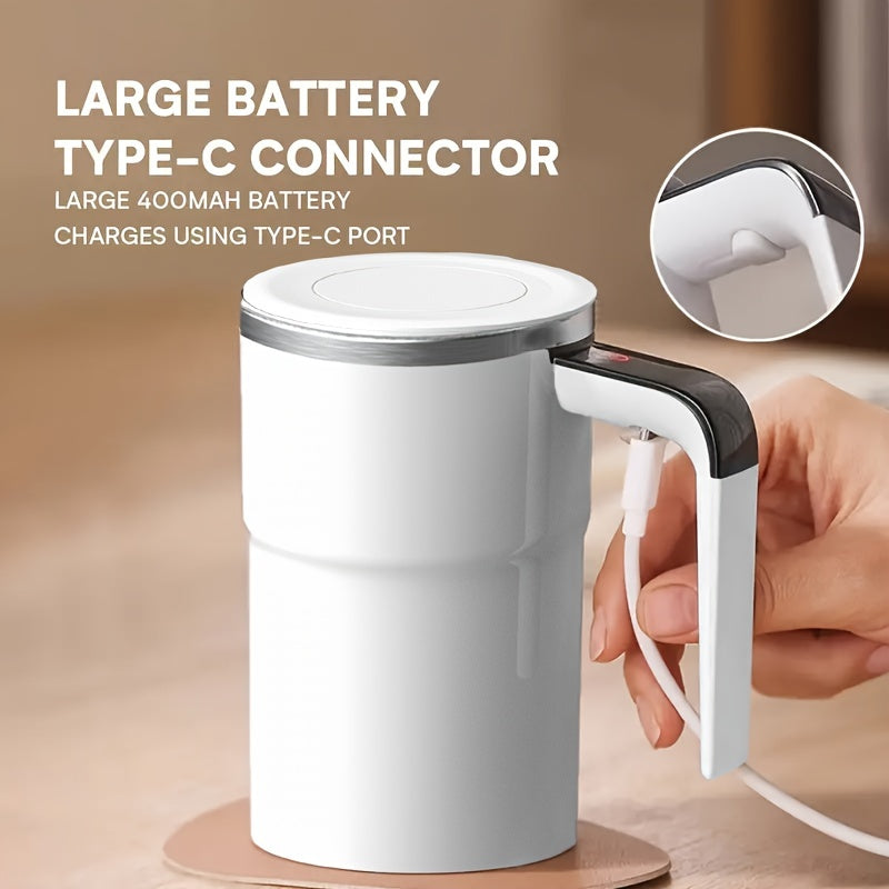Vaso inteligente de acero inoxidable de 12oz con pantalla digital, recargable por USB, taza de café rosa y blanca