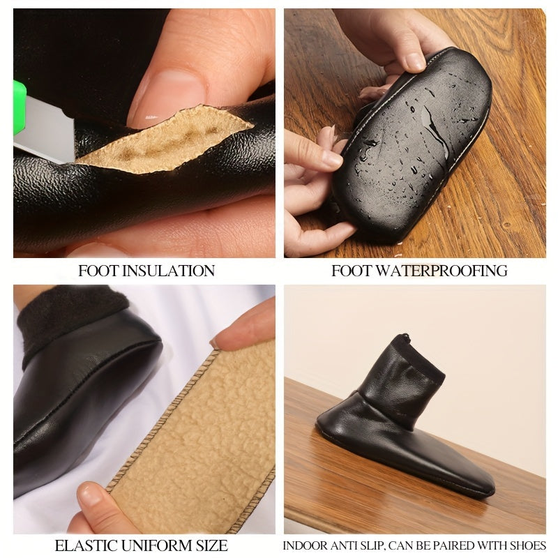 Men and Women Velvet-Lined Anti-Slip Indoor Outdoor Socks Set of Two