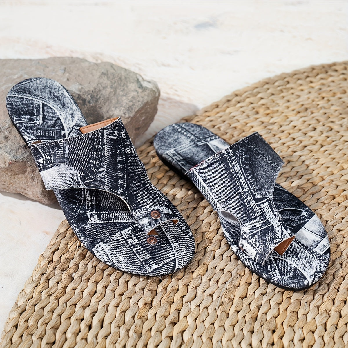 Women's Flat Sandals Open-Toe Casual Summer Shoes Non-Slip Rubber Sole