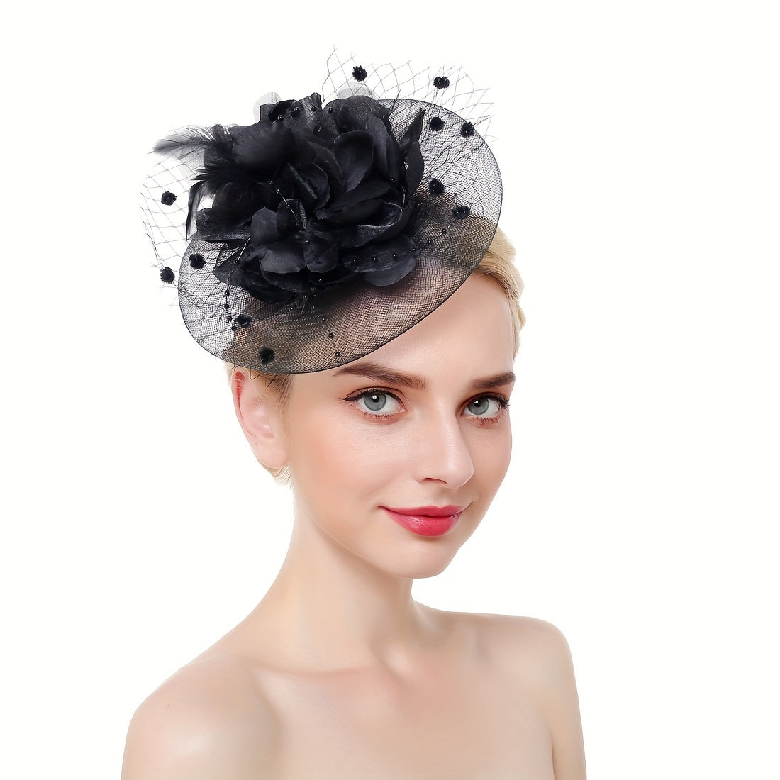 Women's Flower Shaped Fascinator Hat with Mesh for Tea Parties and Special Occasions