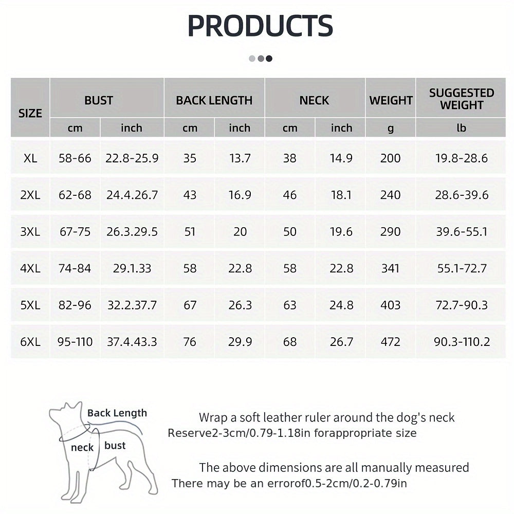 Waterproof Windproof Dog Jacket with Fleece Lining for Small to Large Breeds