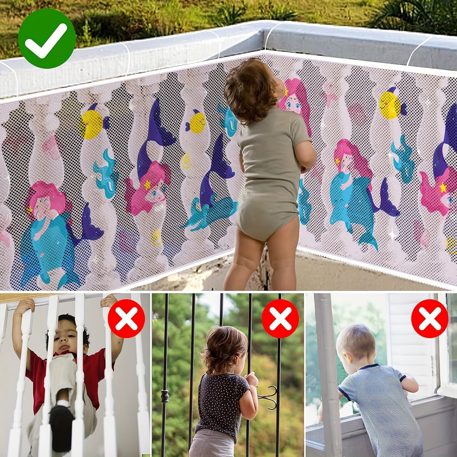 Kids Baby Safety Gate Non-Toxic Polyester Stair and Balcony Guard with Vibrant Print