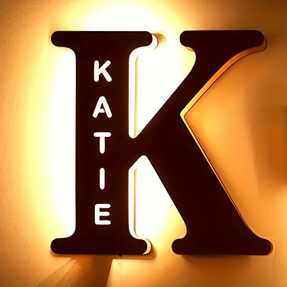 Personalized Wall Sconce with Engraved Name Night Light USB Powered Long-Lasting LED Bedroom Decor