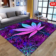 Purple Leaf Print Living Room Carpet Floor Mat for Sofa or Coffee Table