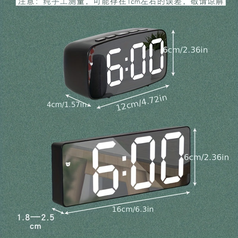 Digital Alarm Clock with Temperature Calendar and USB Power Black and White Square Design