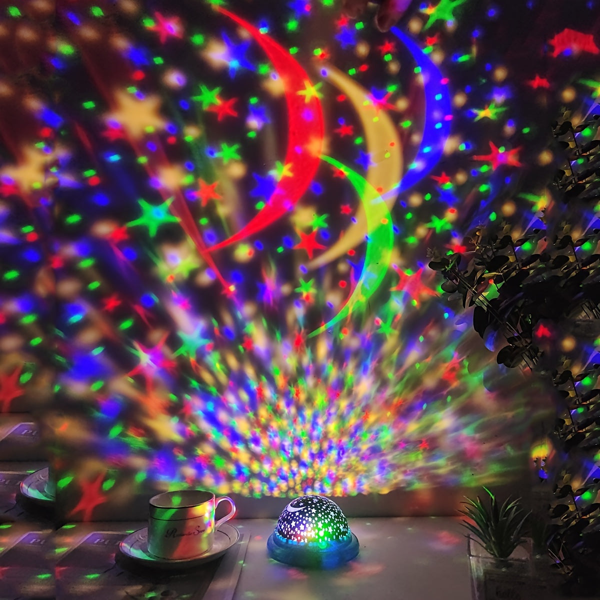 Starry Sky Projector Lamp with 8 Color Modes USB Battery Powered Modern Space Desk Light