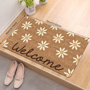 Alfombra de puerta con patrón de margarita de poliéster antideslizante rectangular hecha a máquina