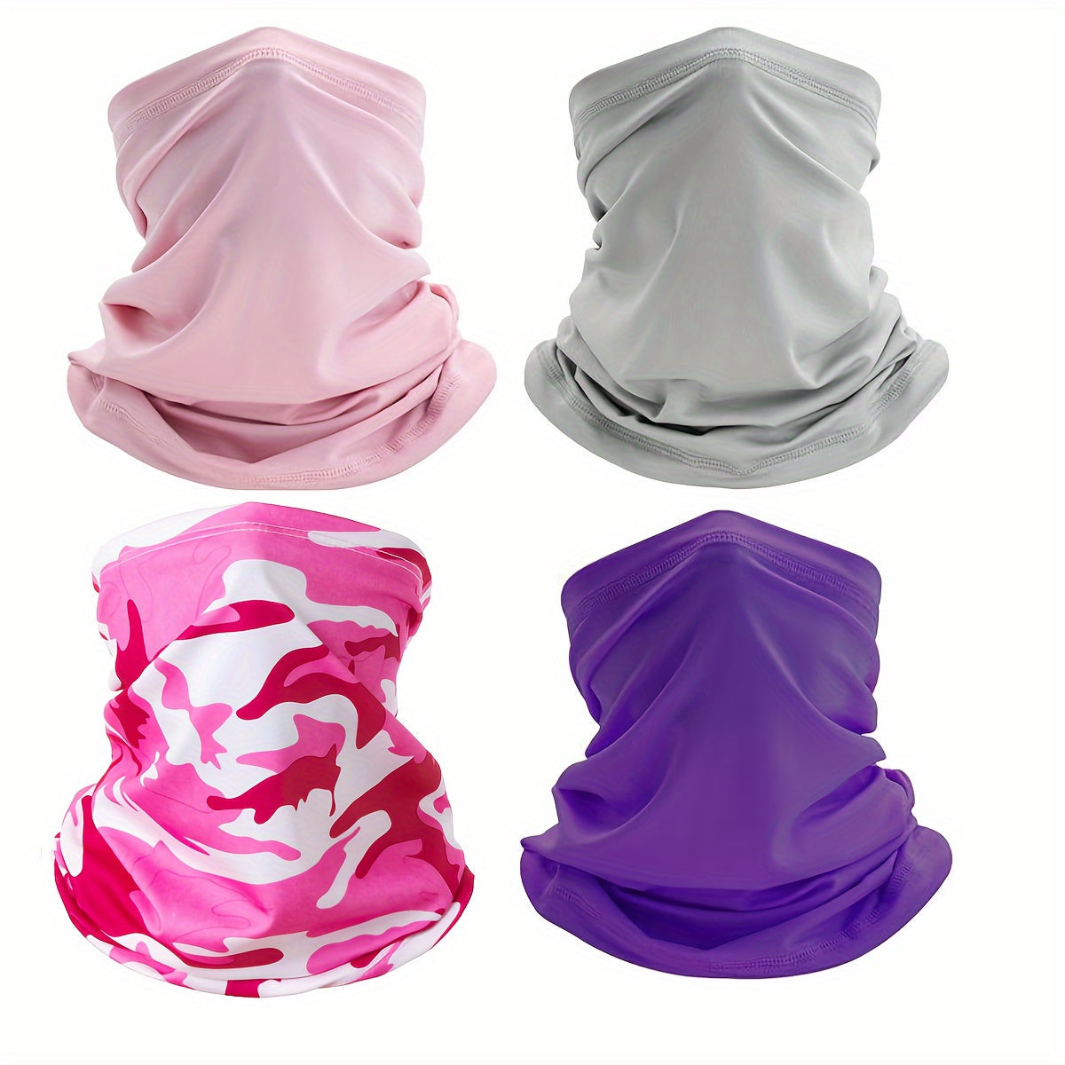 Juego de 4 mascarillas faciales de camuflaje para ciclismo, senderismo, pesca, braga de cuello transpirable, escudo UV