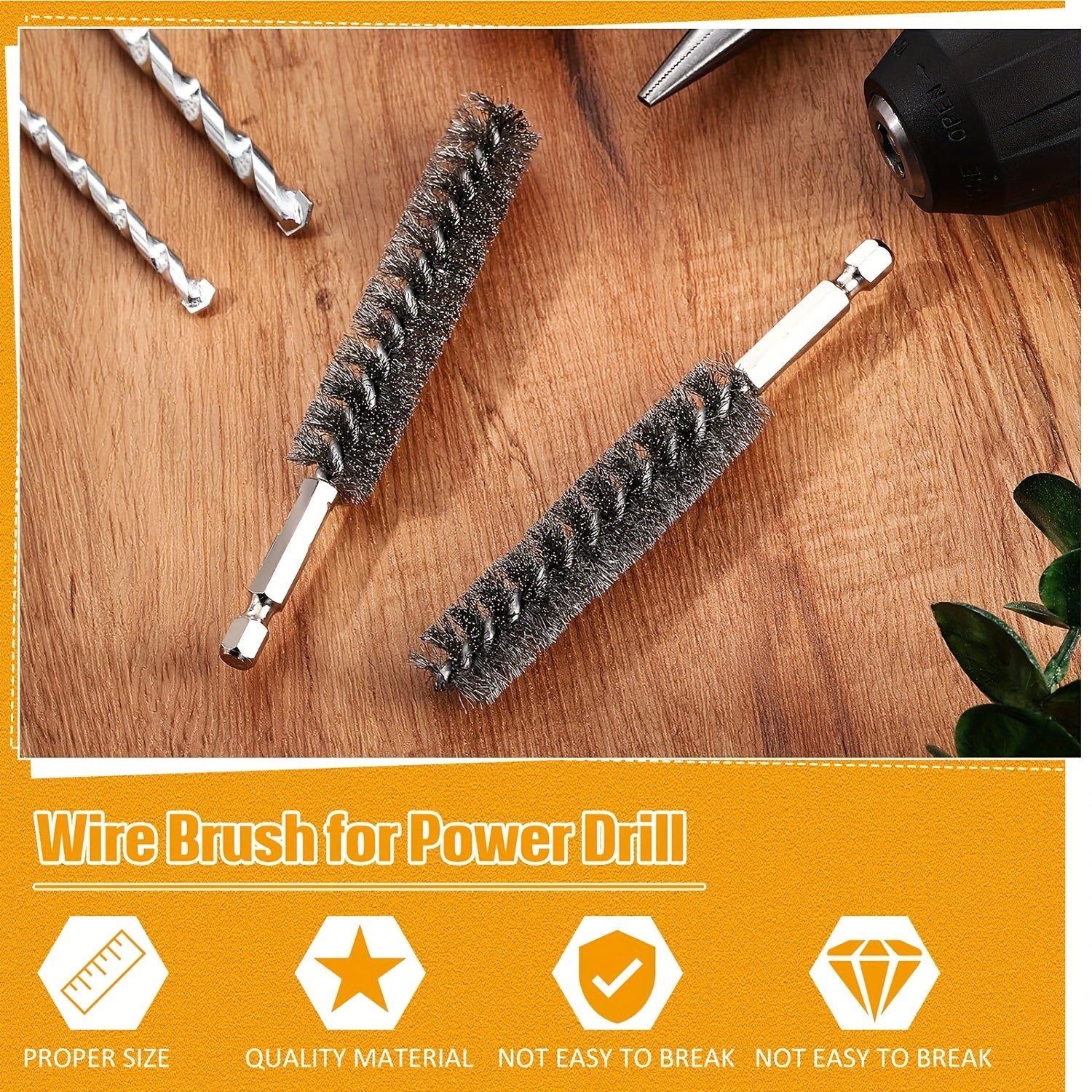 2/5pcs Stainless Steel Wire Brush Set for Power Drill Cleaning Hex Shank
