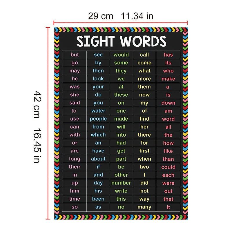 Educational Poster for English Classroom A3 High-Frequency Sight Words