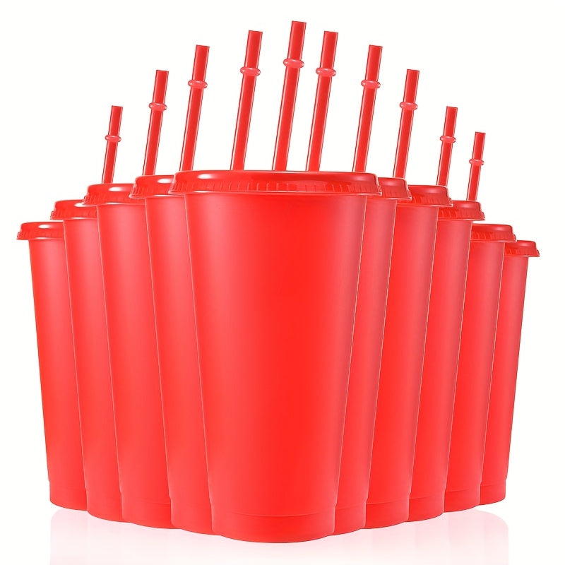 10-Pack 24oz BPA-Free Plastic Tumbler Cups with Lids and Straws for Travel and Parties