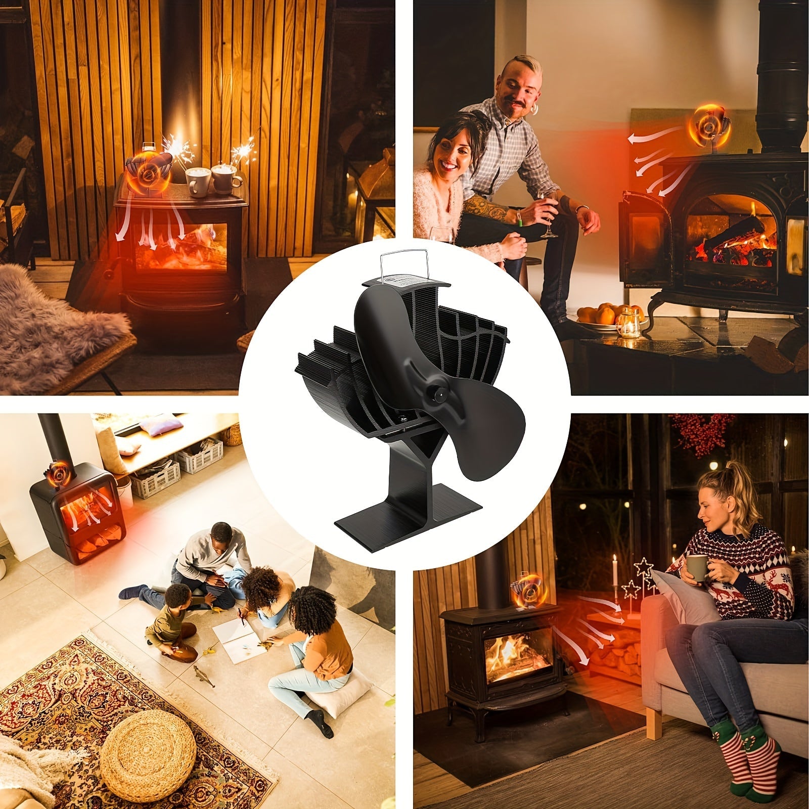 Thermal Power Fan for Wood Stove Gas Stove with Dual Core Super Airflow