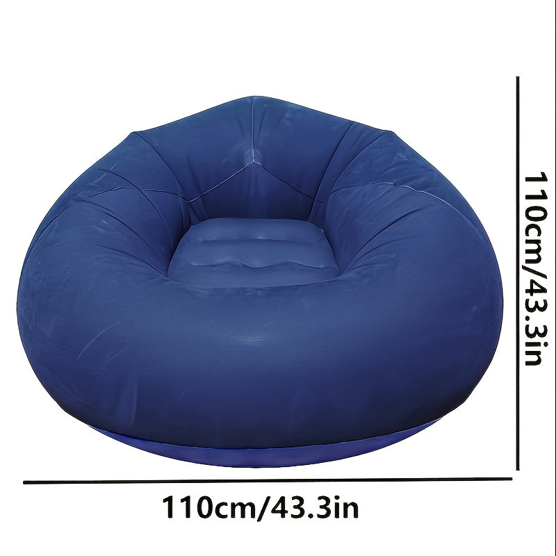 Grey PVC Bean Bag Chair with Cord Embellishment Indoor Outdoor Seating
