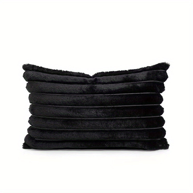 Bohemian Rabbit Fur Stripe Throw Pillow Cover Geometric Pattern Polyester Knit