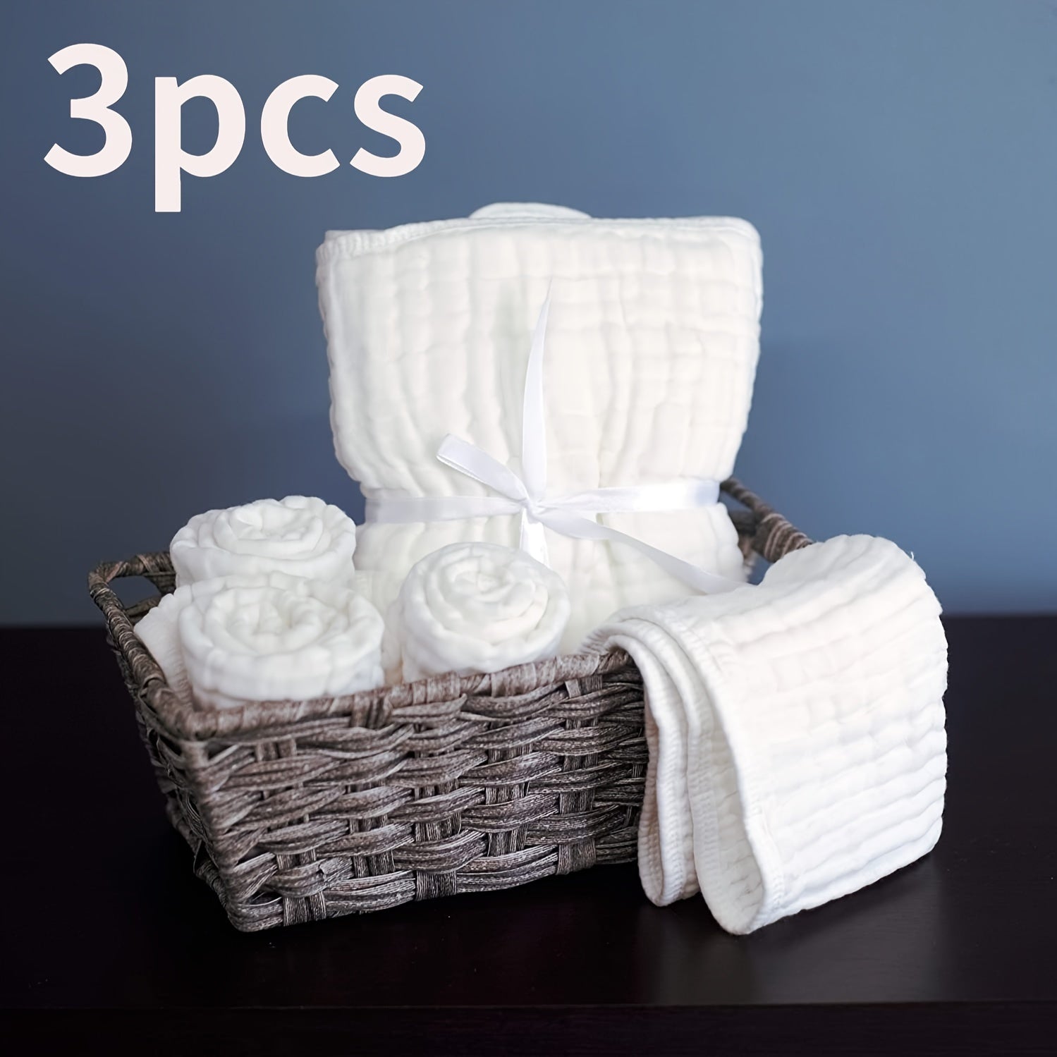 Set of 3 and 5 Muslin Burp Cloths and Bibs Soft Absorbent Washcloths and Bath Towels