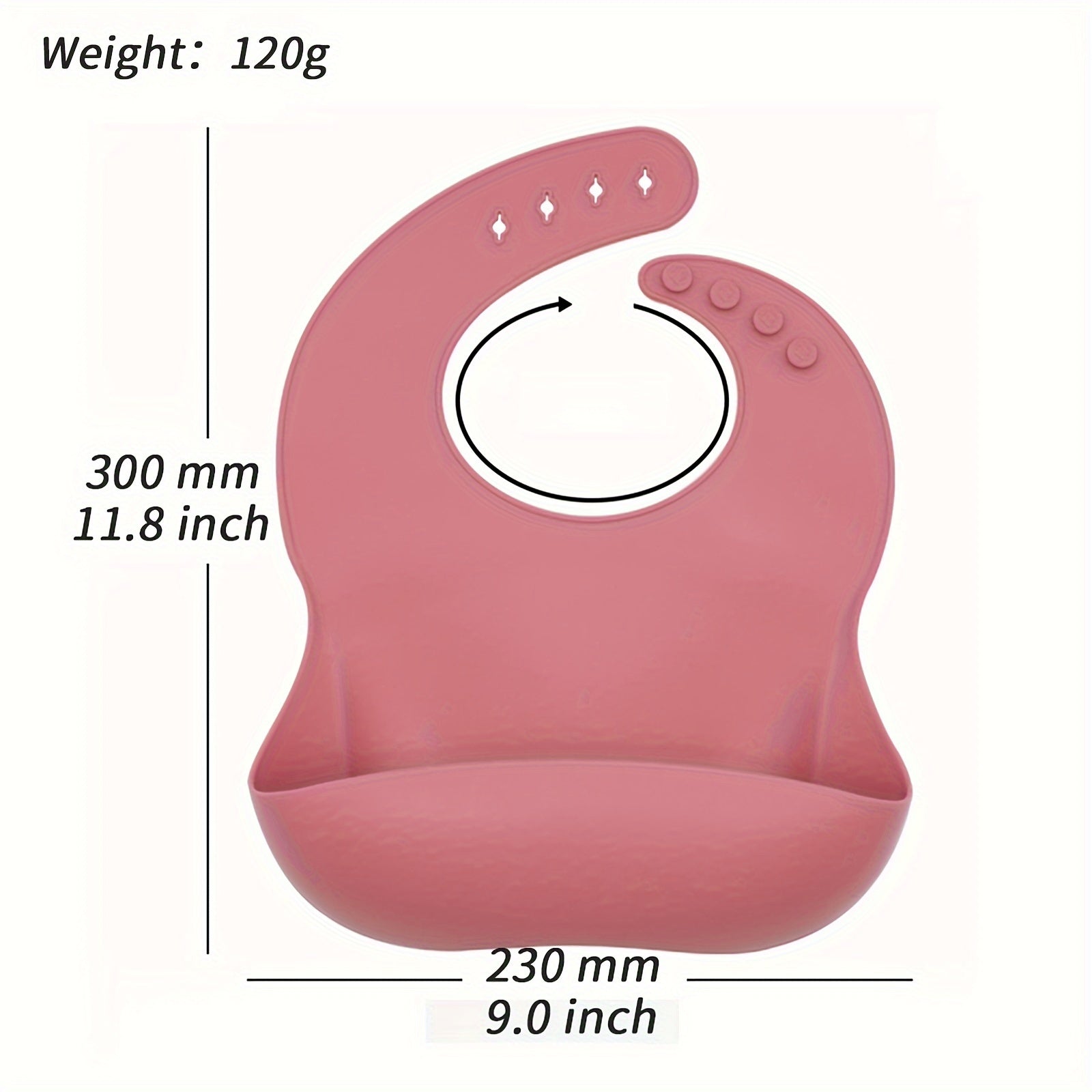 Adjustable Food Grade Silicone Feeding Bib for Babies and Toddlers with Food Catch Pocket