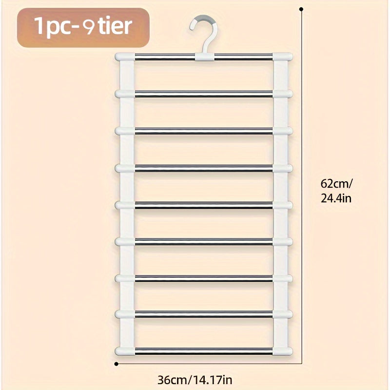 Multi-Tier Aluminum Pants Hangers Space-Saving Closet Organizer Non-Slip