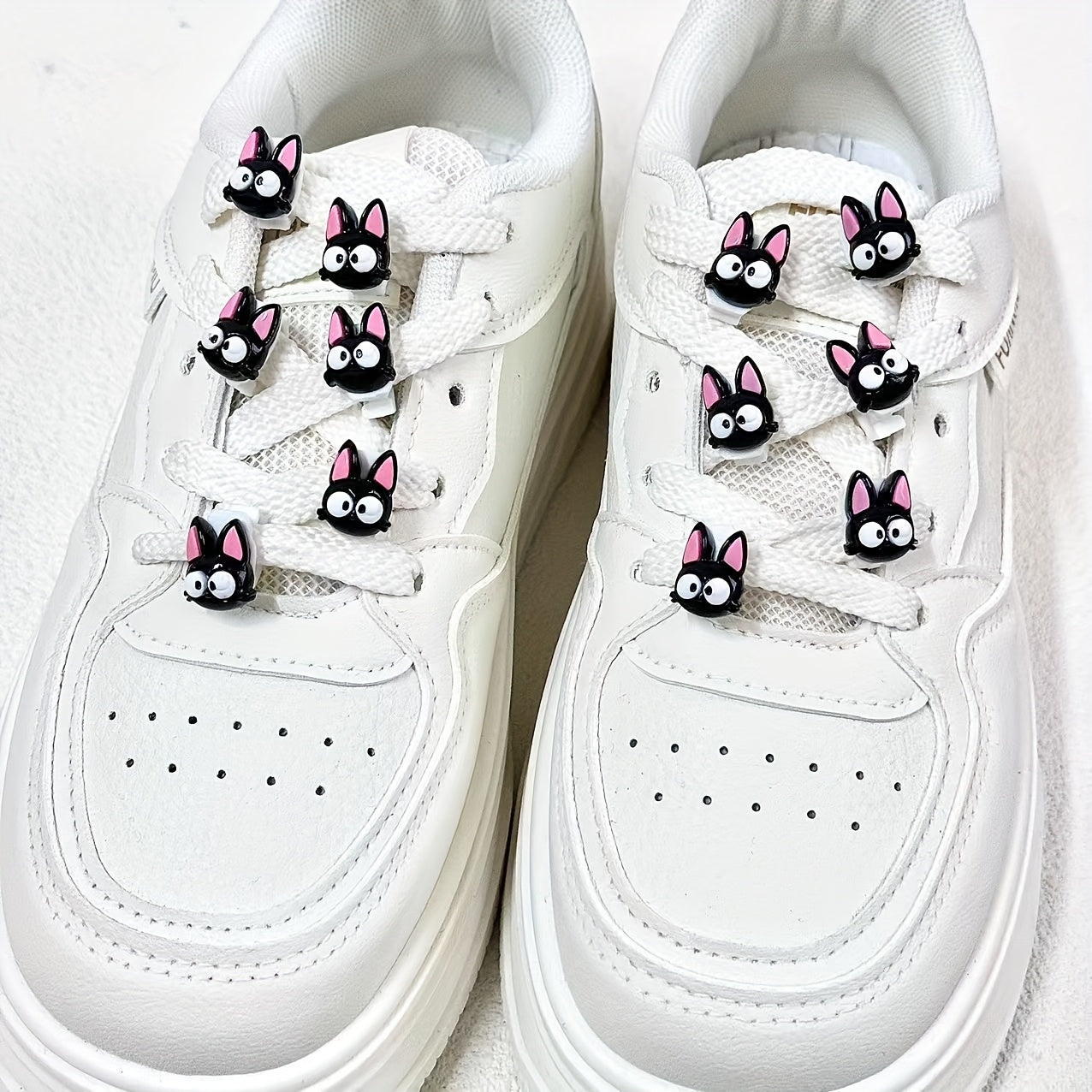 Unisex Black Cat Shoe Buckle Set for Sports Shoes and Laces, Cute Animal Accessories