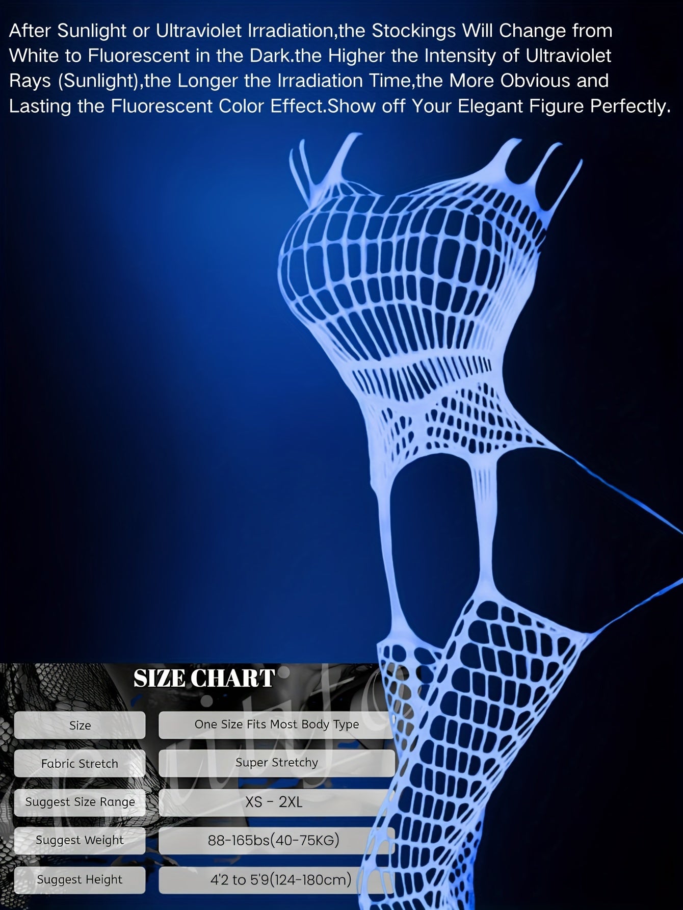 Women's Plus Size Glow-in-the-Dark Fishnet Stockings Sheer Tights