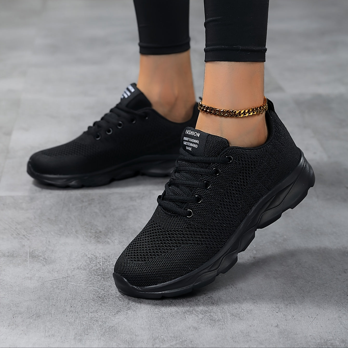 Women Breathable Mesh Knit Sneakers Allseason Casual Athletic Shoes Black White 35-44