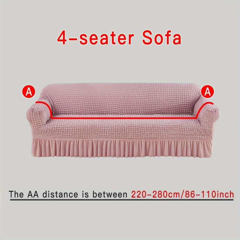 Beige Elastic Sofa Cover Fits All Sizes Machine Washable Living Room