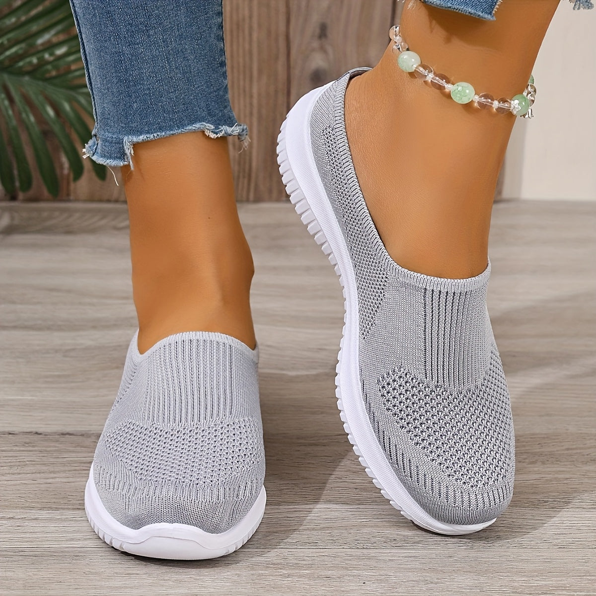Women Slip-On Walking Sneakers Soft Sole Non-Slip Black Casual Shoes