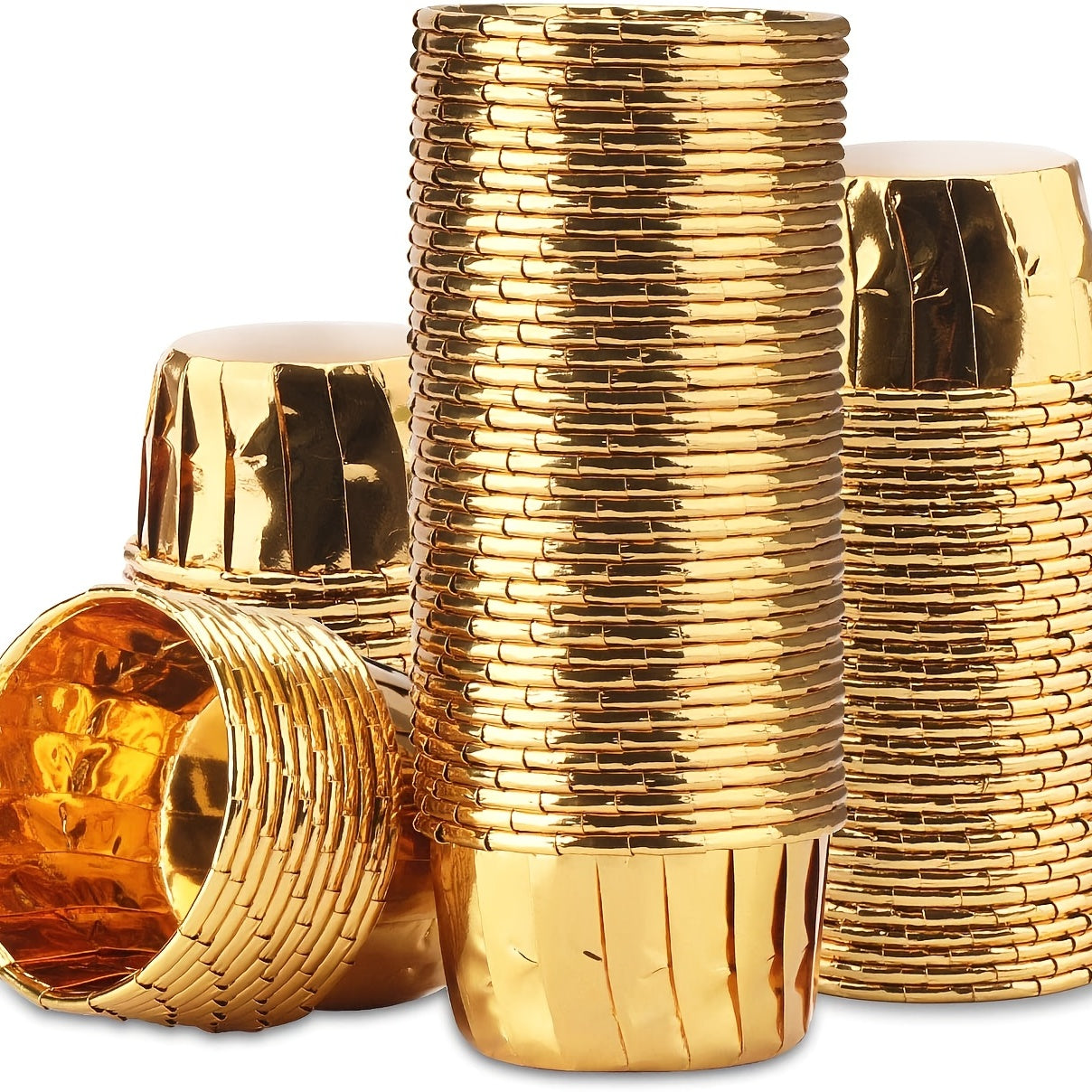 50 Pack Gold Baking Cups Disposable Ramekin Muffin Cups for Baking and Serving