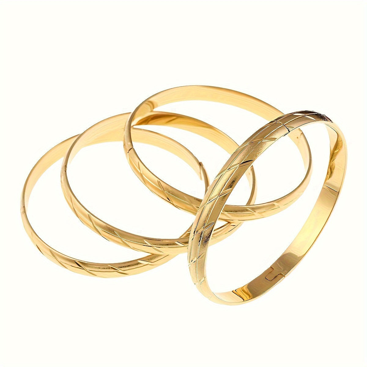 Set of 4 Bohemian African Style Women's Copper Bangle Set Golden Finish for Weddings Parties Gifts