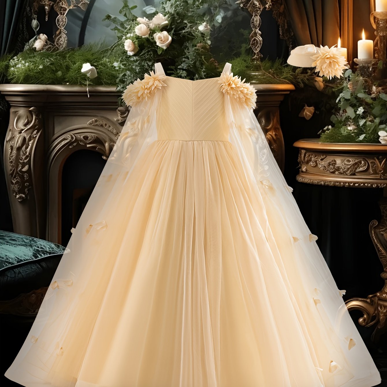 Girls Light Blue Off-Shoulder Floral Dress for Girls Weddings Parties and Performances