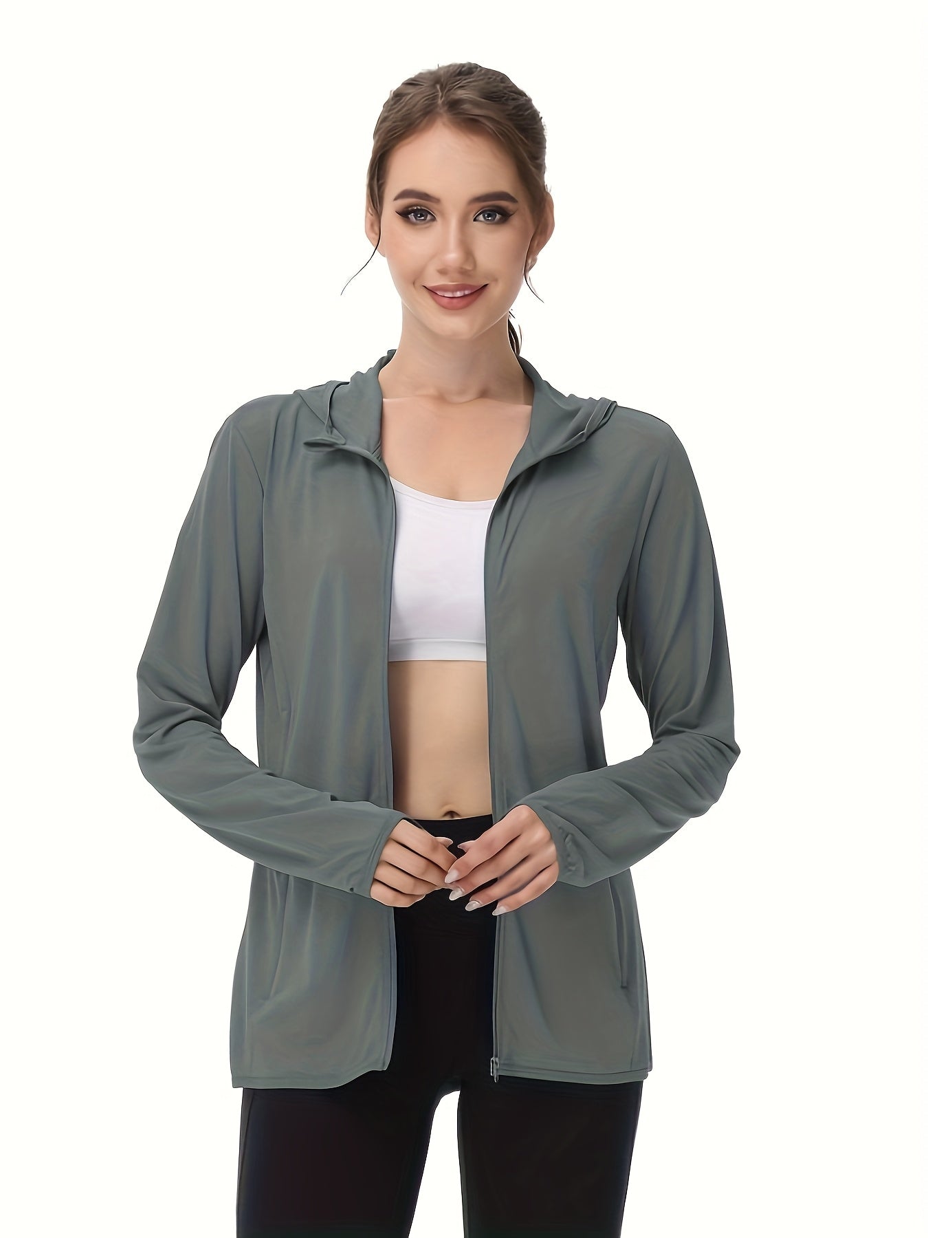 Plus Size Women's Lightweight Breathable Hooded Jacket for Outdoor Activities