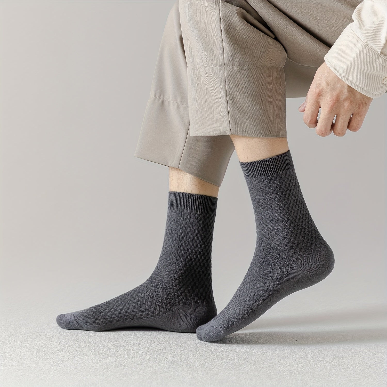 Мужские носки из бамбукового волокна с круглым вырезом, антибактериальные, впитывают пот, дышащие, эластичные, для всех сезонов