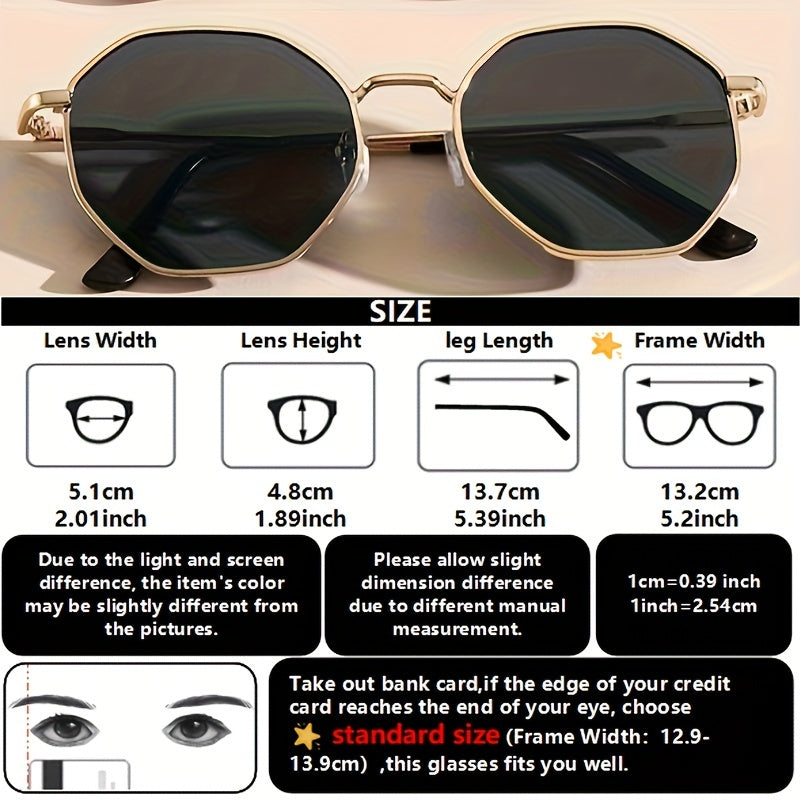 Женские очки 6-штук геометрические металлические оправы с антибликовыми линзами для повседневной носки