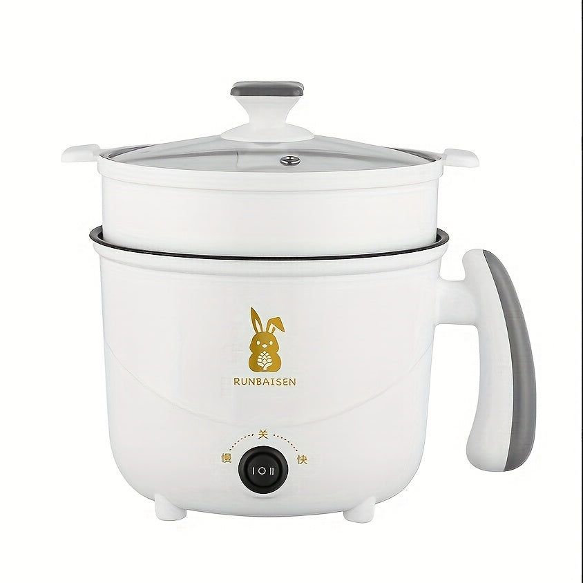 Cocina eléctrica 2 en 1 con cesta de vapor, antiadherente, multifuncional, vitrocerámica de inducción para freír, hervir, cocinar al vapor, cocción lenta, uso en dormitorio y hogar