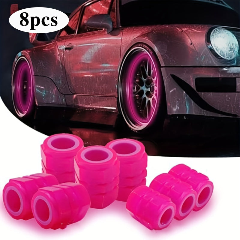 8Pcs Glow-in-the-Dark Tire Valve Caps Universal Plastic Car Wheel Stem Covers