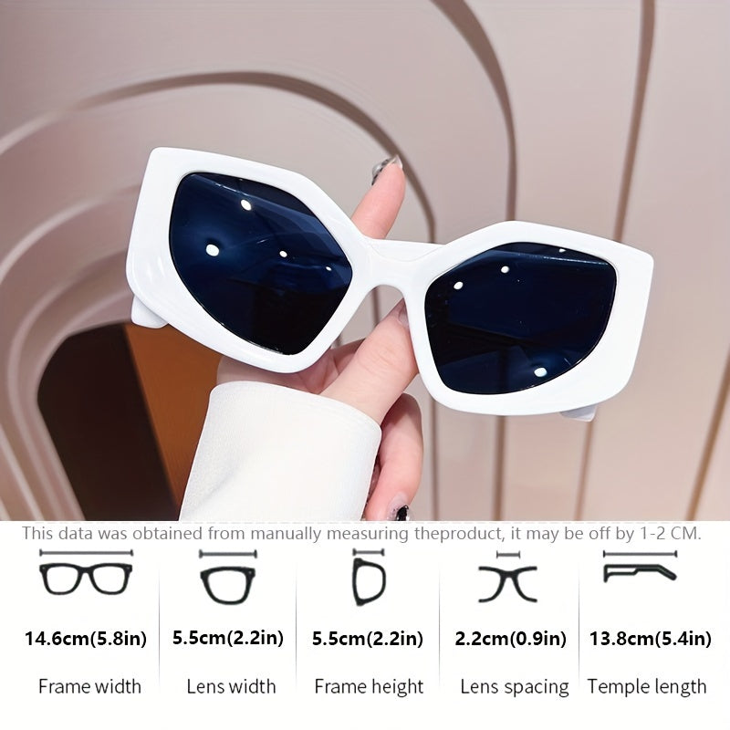 Polygon Y2K Sunglasses with Color Block Gradient Lenses for Sun Protection