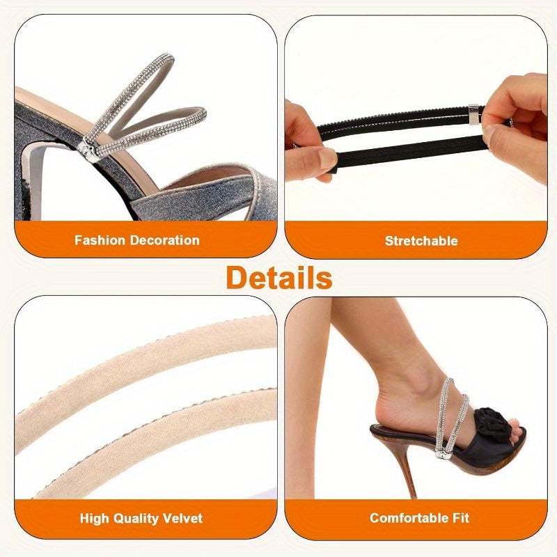 Women Elastic Shoelaces for High Heels 3 Pairs Adjustable Secure
