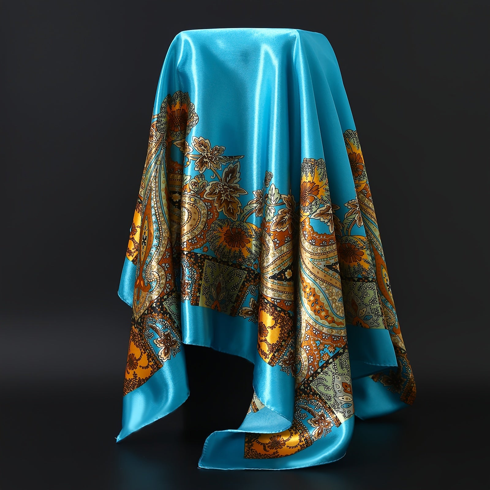 Unisex 90x90cm Polyester Printed Square Scarf Windproof Sun Protection Shawl for All Seasons