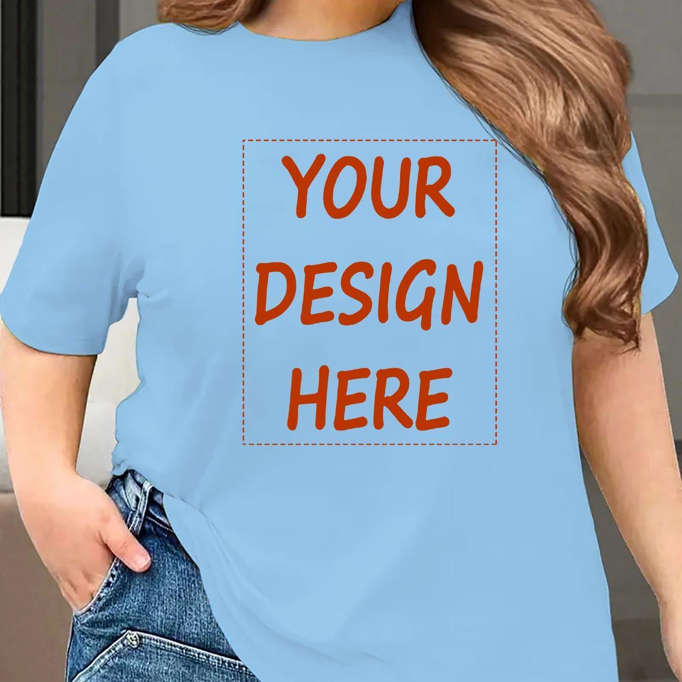 Plus Size Women's Customizable Breathable Short Sleeve T-Shirt