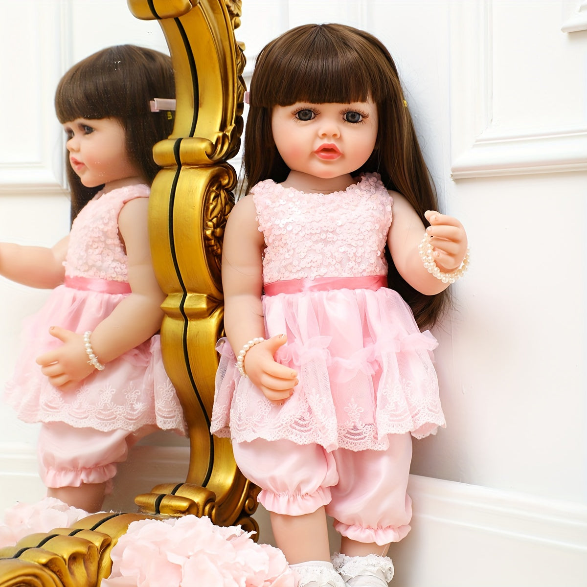 22 dyuymli silikon qiz bolalar kukli, ijodiy o'yin va kiyinish uchun, Rojdestvo va Xellouin uchun bolalar o'yinchoqlari