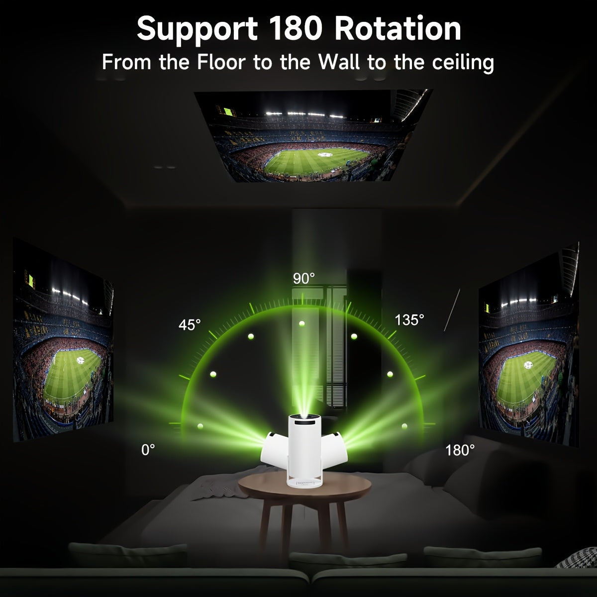 Portable 1080P Projector with Wireless Bluetooth Android Support High Brightness