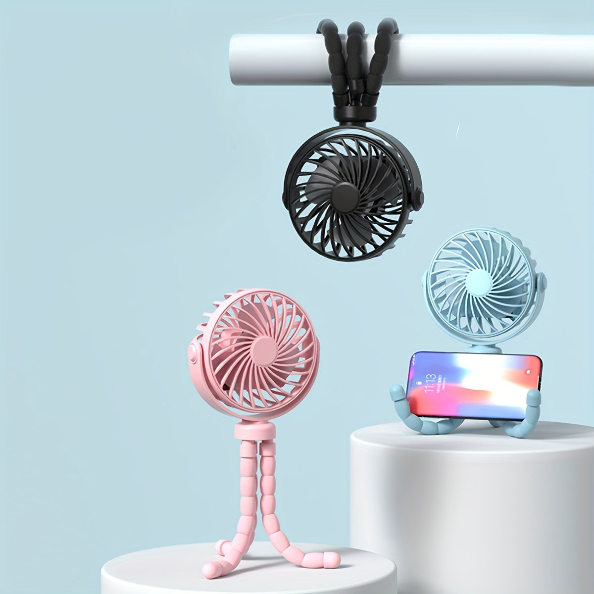 Portable USB Rechargeable Octopus Handheld Fan for Strollers Bikes Indoor Outdoor Use