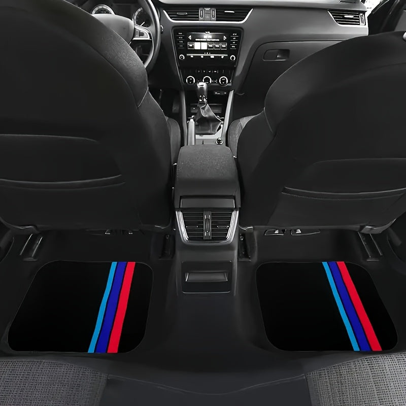Universal Car Mats Blue and Red Striped Polyester Durable Interior Protection