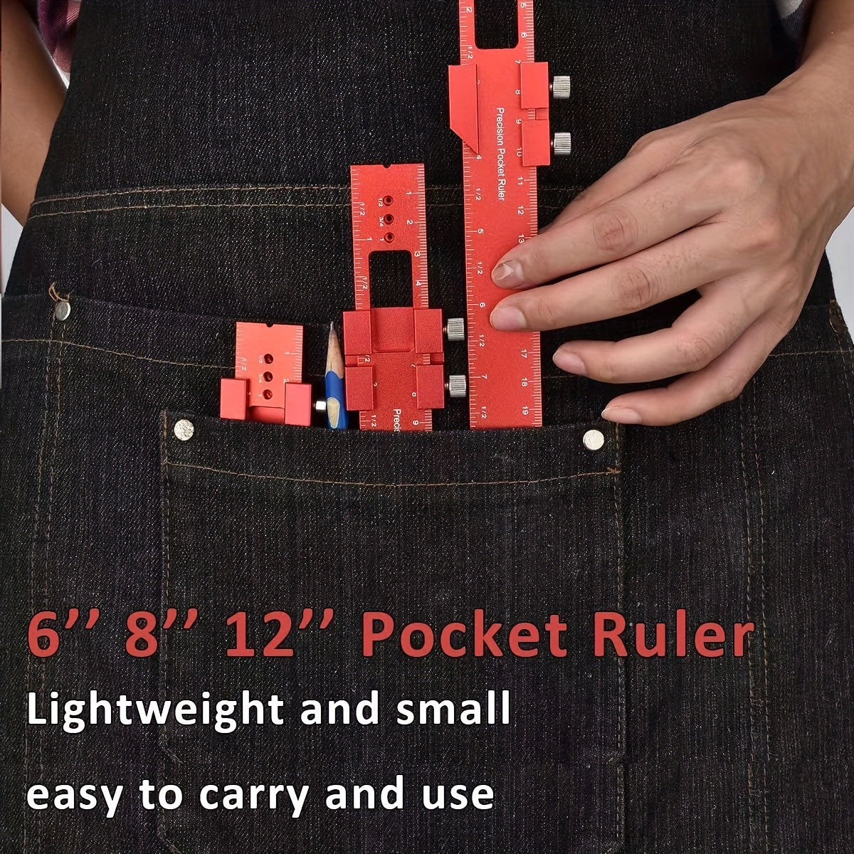 Regla de bolsillo en aluminio en forma de T para carpintería y manualidades