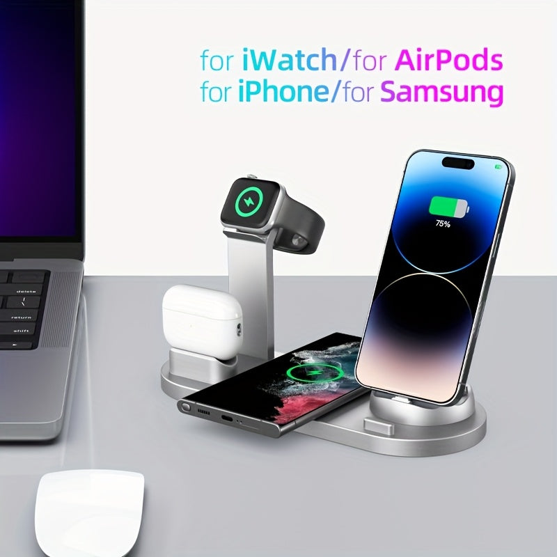 Cargador inalámbrico de 15W para iPhone, Samsung, AirPods y relojes inteligentes Carga rápida