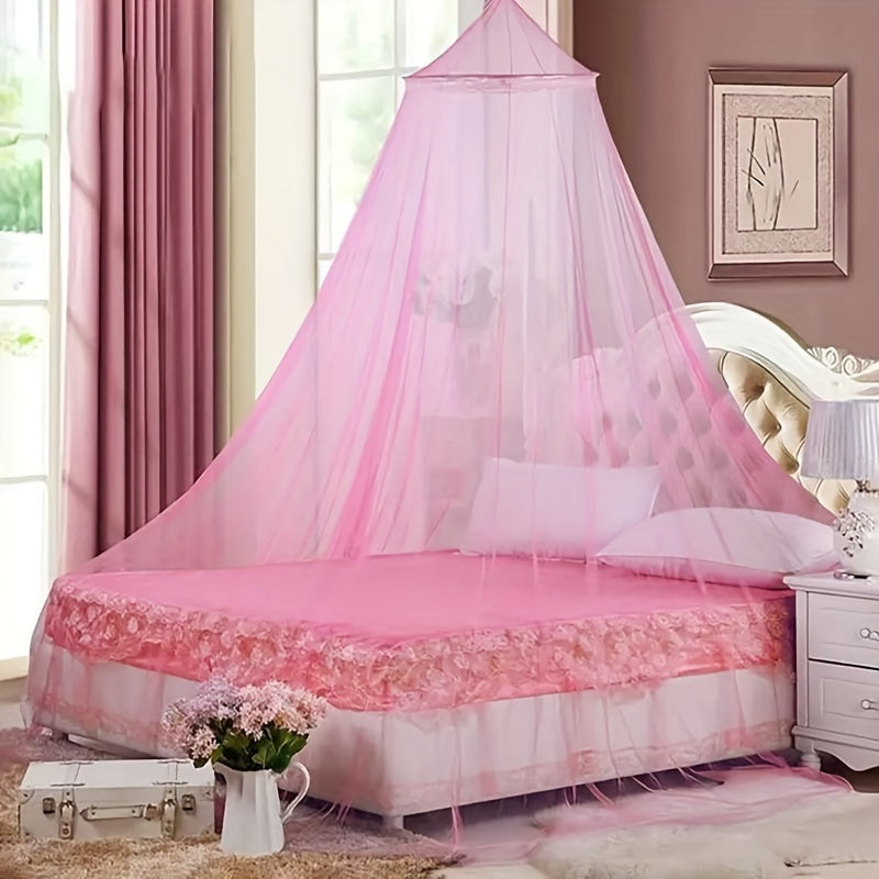Luxurious Knitted Polyester Mosquito Net with Steel Wire Frame for Ceiling to Floor Use