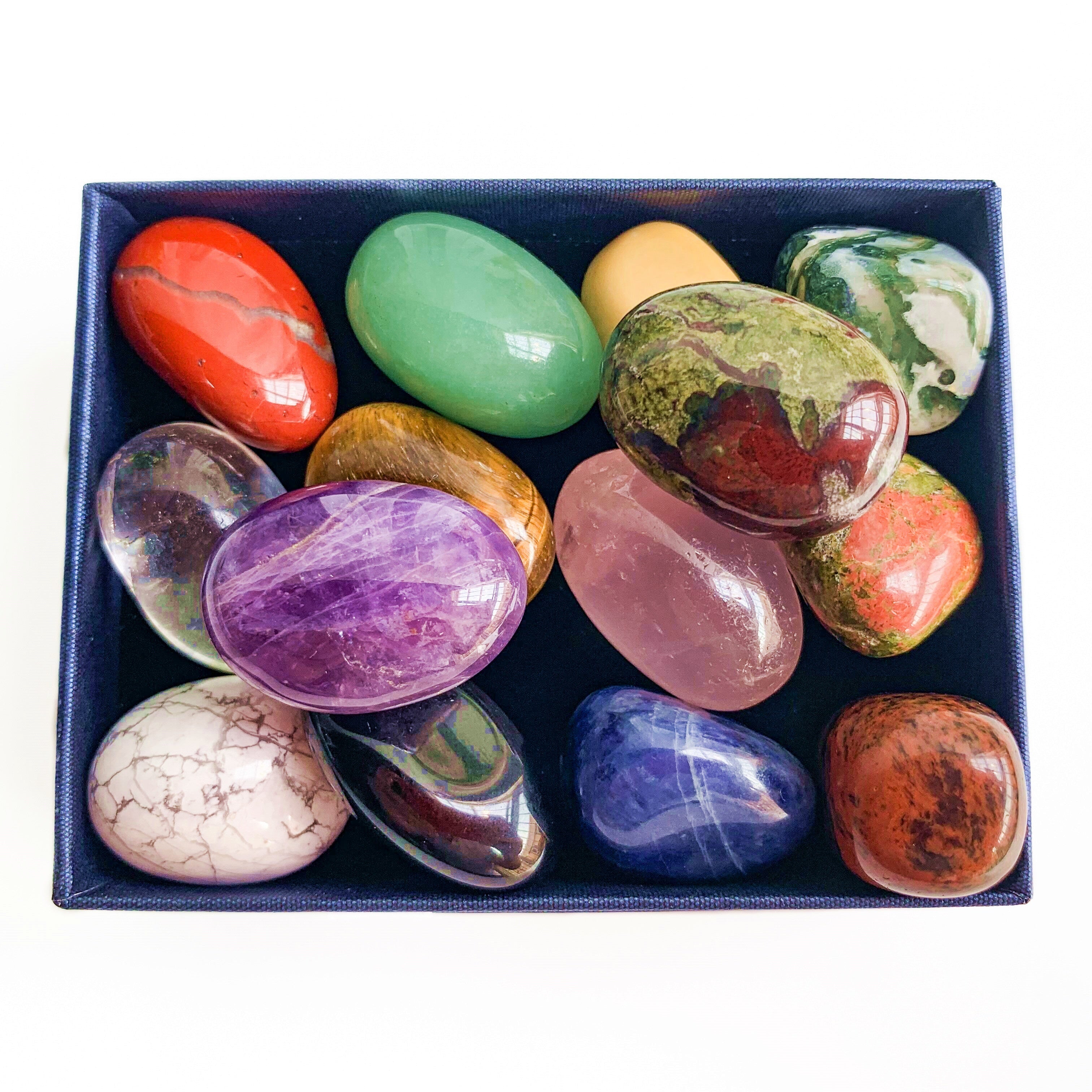 Chakra Stones Collection Box with 7 or 14 Pieces for Jewelry Making and Decor