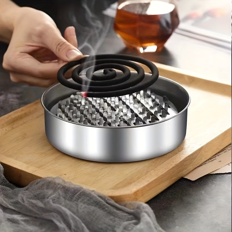 Stainless Steel Mosquito Coil Holder with Lid and Handle for Home Use